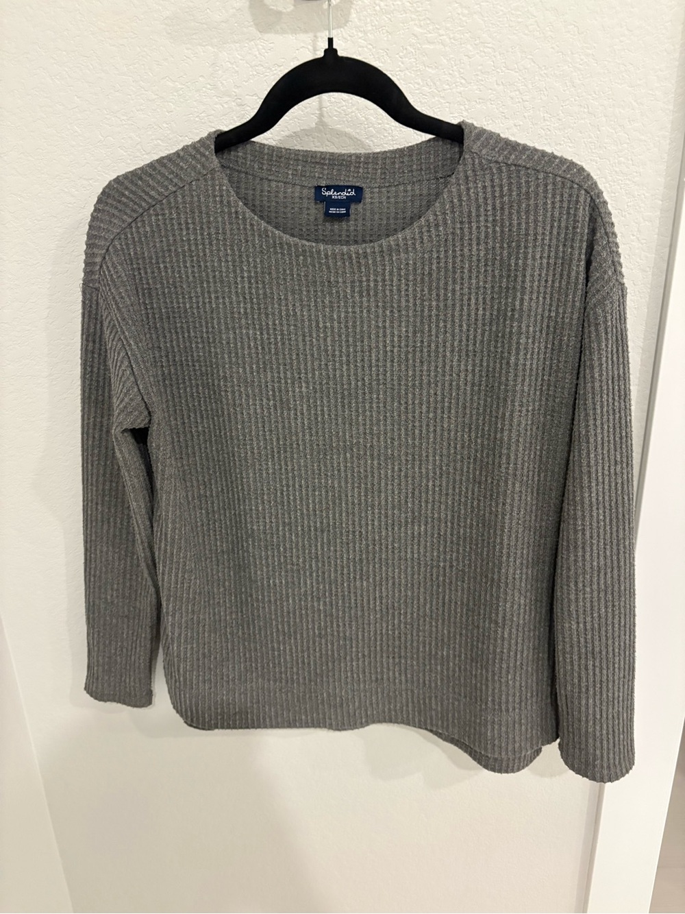 Splendid Grey Ribbed Crewneck Sweater